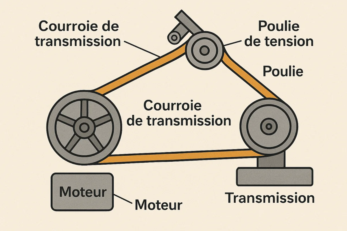 Schéma montage courroie : motobineuse & motoculteur